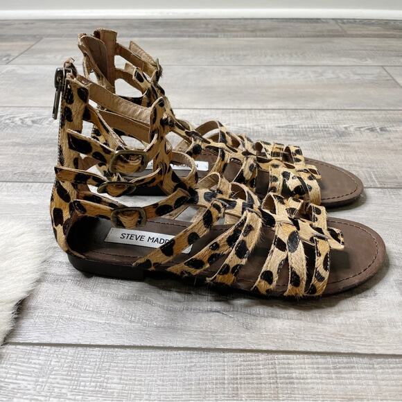 Steve Madden Plato Caged Gladiator Strappy Sandals Leopard Size 6M - Picture 3 of 8